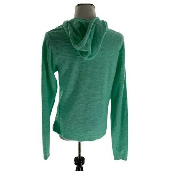 Vintage US Women's Hoodie String Knots Embroidered Beachy Green Sweatshirt Sz S - Picture 3 of 5